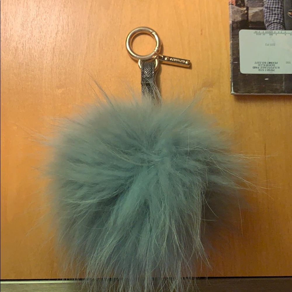 Rabbit fur pompom keychain
